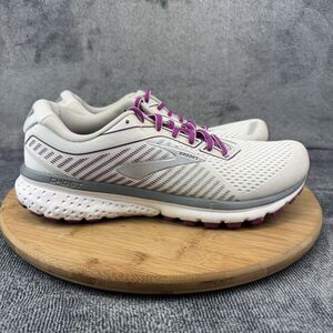 Brooks Ghost 12 Running Shoes Womens Size 10 White Gray Purple Cushion